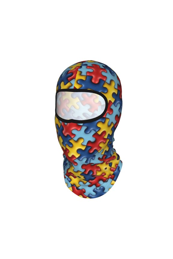 Balaclava Mask Print Full Face Mask Autism Awareness Puzzle Piece Neck Gaiter Sun Protection Face Cover Mask Windproof Ski Mask