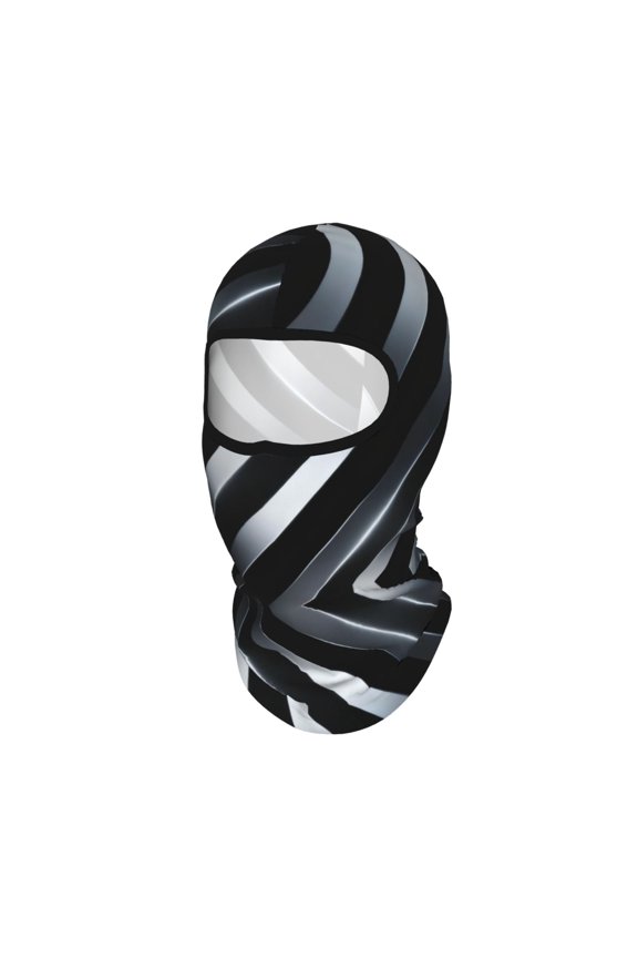 Balaclava Mask Print Full Face Mask Black Silver Stripe Neck Gaiter Sun Protection Face Cover Mask Windproof Ski Mask