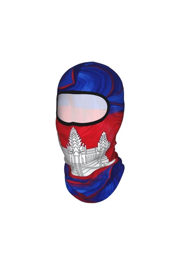 Balaclava Mask Print Full Face Mask Cambodian Kampuchea Flag Art Neck Gaiter Sun Protection Face Cover Mask Windproof Ski Mask