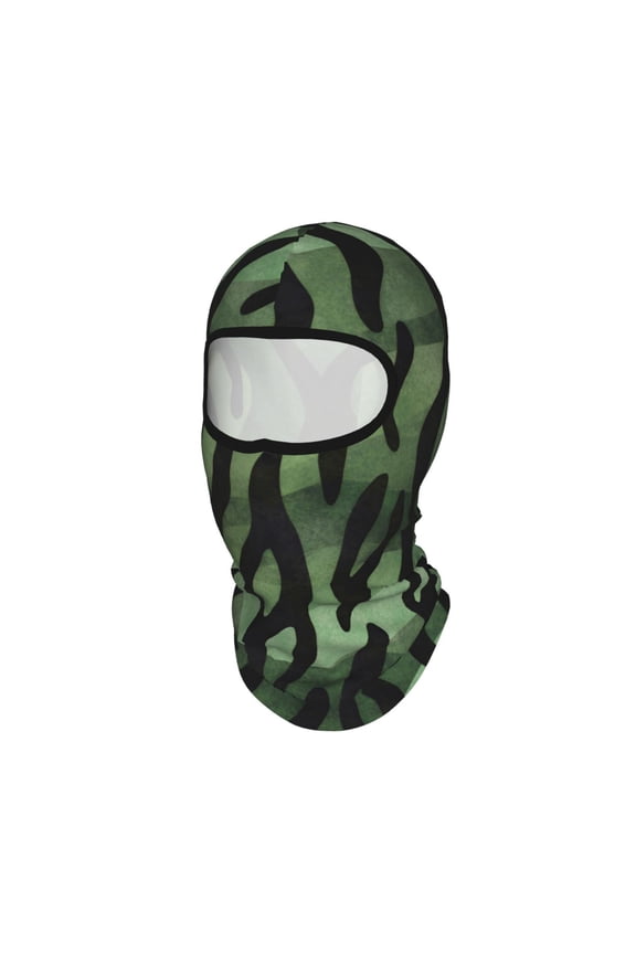 Balaclava Mask Print Full Face Mask Green-Animal Tiger Stripe Neck Gaiter Sun Protection Face Cover Mask Windproof Ski Mask