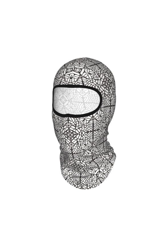 Balaclava Mask Print Full Face Mask White Black Psychedelic Kaleidoscope Neck Gaiter Sun Protection Face Cover Mask Windproof Ski Mask