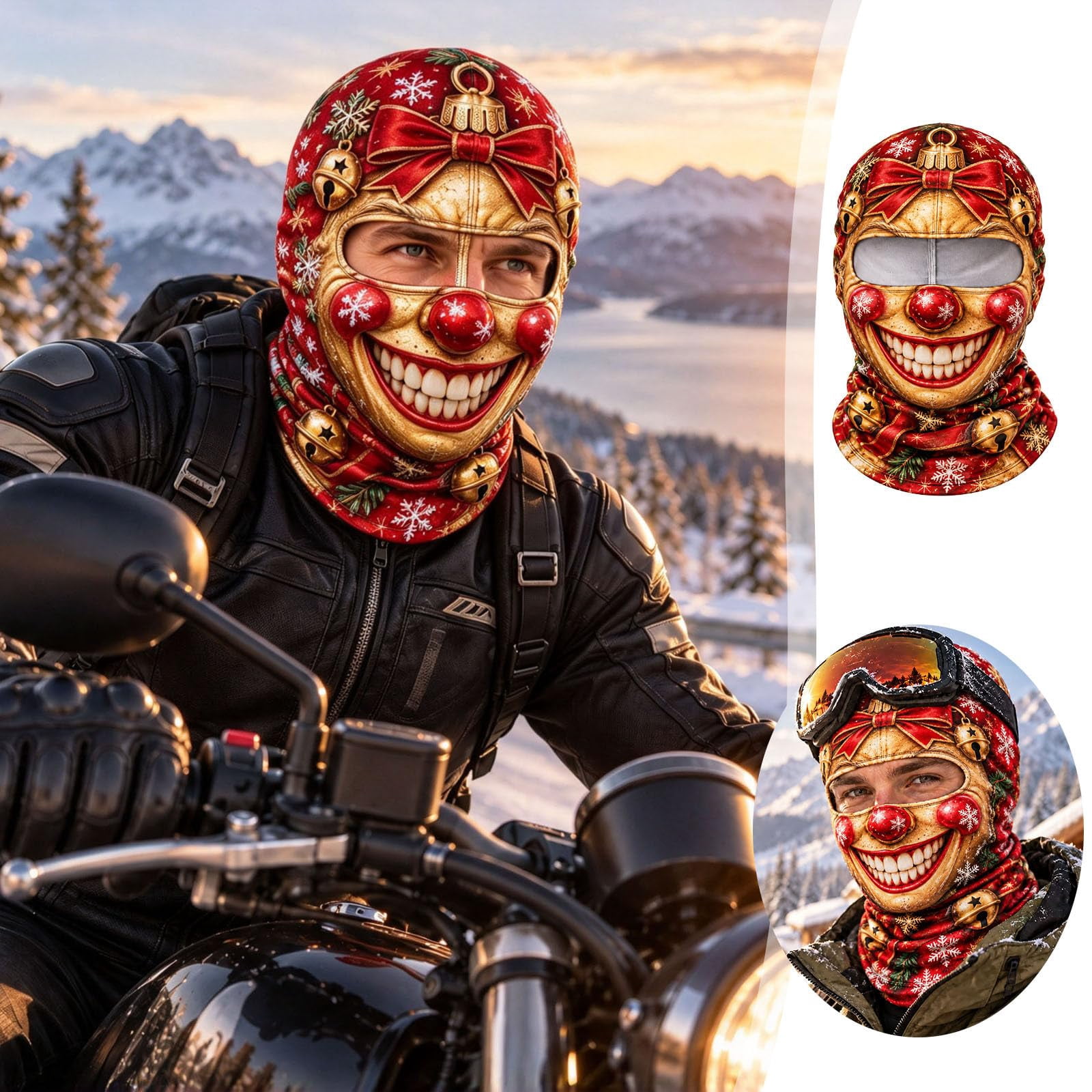 Weather Poway Balaclava Motorcycle Old Man Mask, Christmas Holiday 3D Digital Print ...