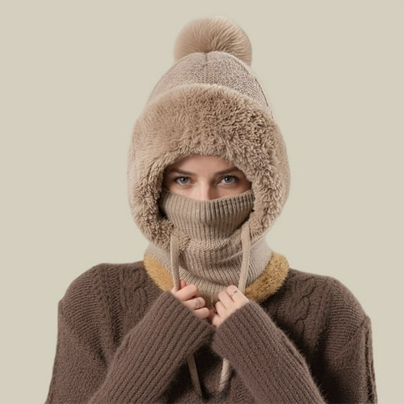 Balaclava Ski Hat Wind-Resistant Hat Cap Scarf for Women and Men - Face Cover for Extreme Cold Weather Gear Khaki