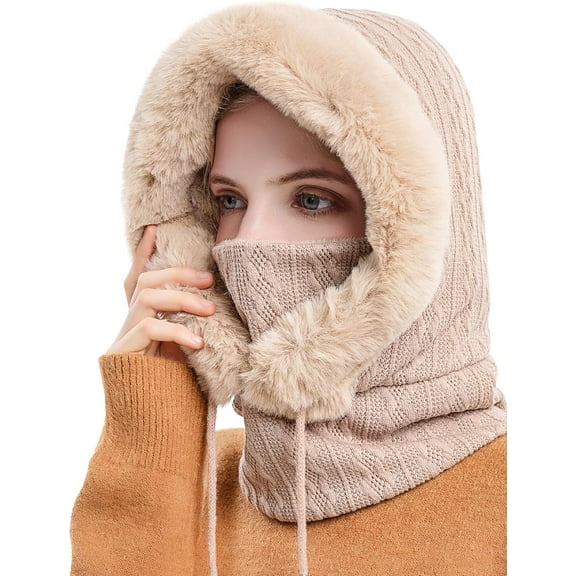 Balaclava Ski Hat, Windproof Hat Cap Neck Warmer Scarf for Women Men Face Cover for Extreme Cold Weather Gear