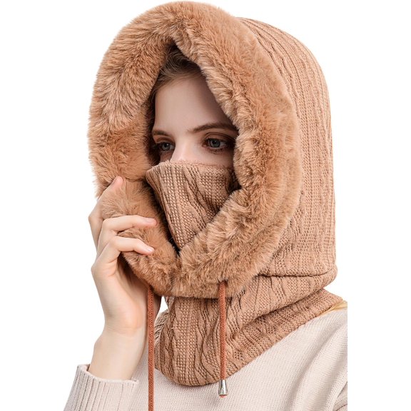 Balaclava Ski Hat, Windproof Hat Cap Neck Warmer Scarf for Women Men Face Cover for Extreme Cold Weather Gear