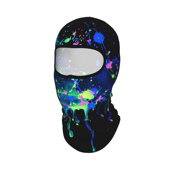 Balaclava Ski Mask Blue Neon Paint Splatter Motorcycle Thin Cooling Uv Protection Neck Gaiter For Men/Women