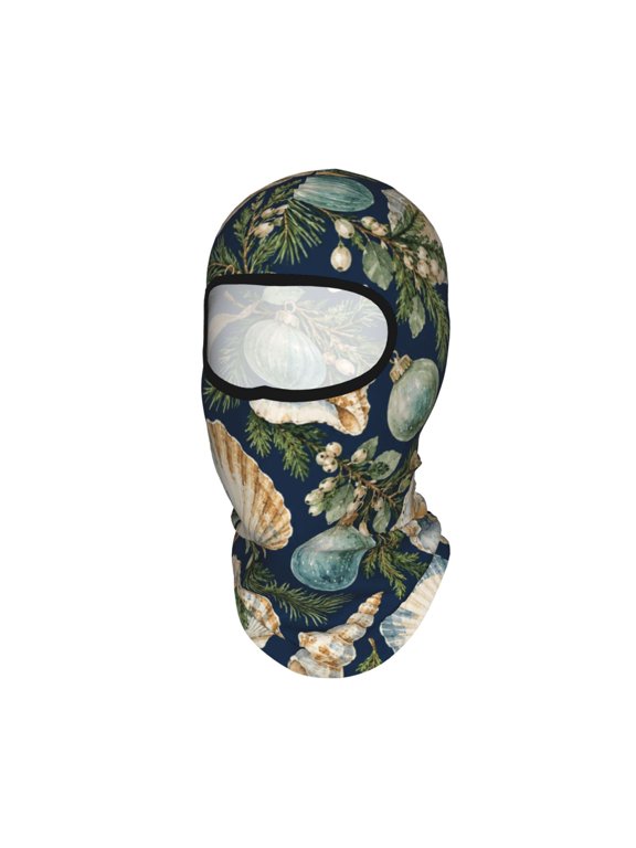 Balaclava Ski Mask Full Face Cover, Breathable Cooling Helmet Liner,Watercolor Shell Christmas Pattern