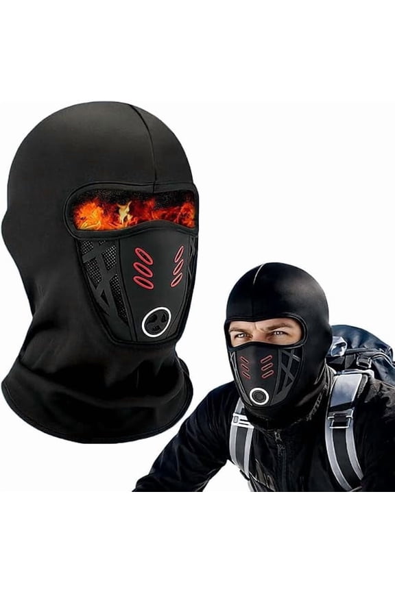 Balaclava Ski Mask with Movable Design Warm for Sking Cycling (Black 40x25cm)