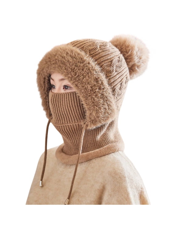 Balaclava Women Rounded Ear Hood with A Close Face Framing Rib Edge for Windy Morning Commutes And Snow Outings Face Cover for Cold Weather