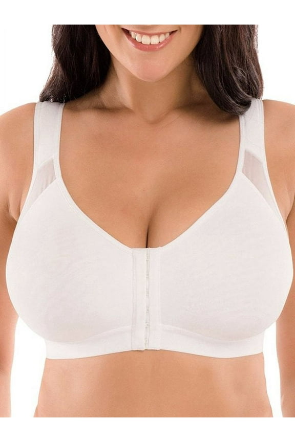 Camisole Wirefree Back Close Women's Sports Bra, (White 2XL)
