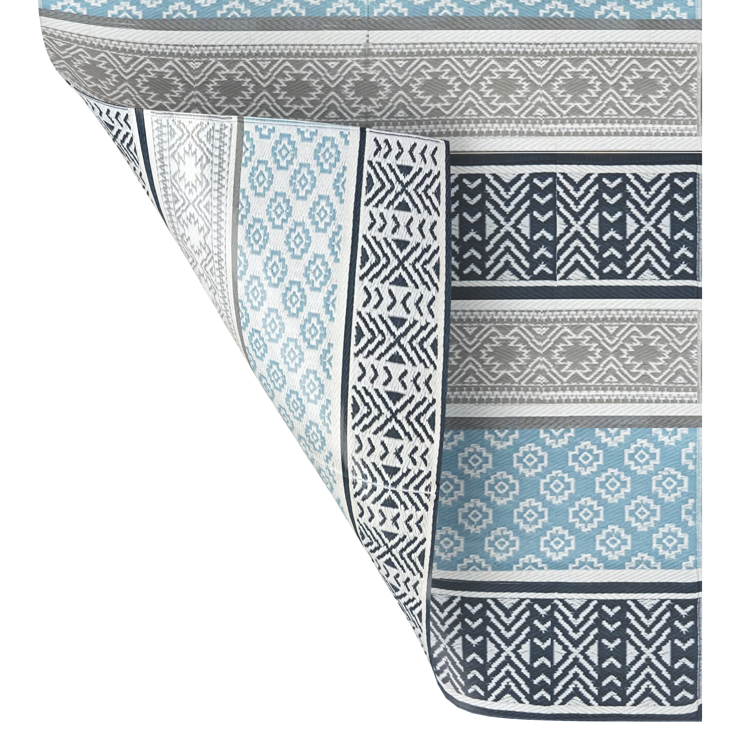 BalajeesUSA Outdoor Rugs Plastic Straw Patio Rugs5 x 7 ft. Grey,Teal