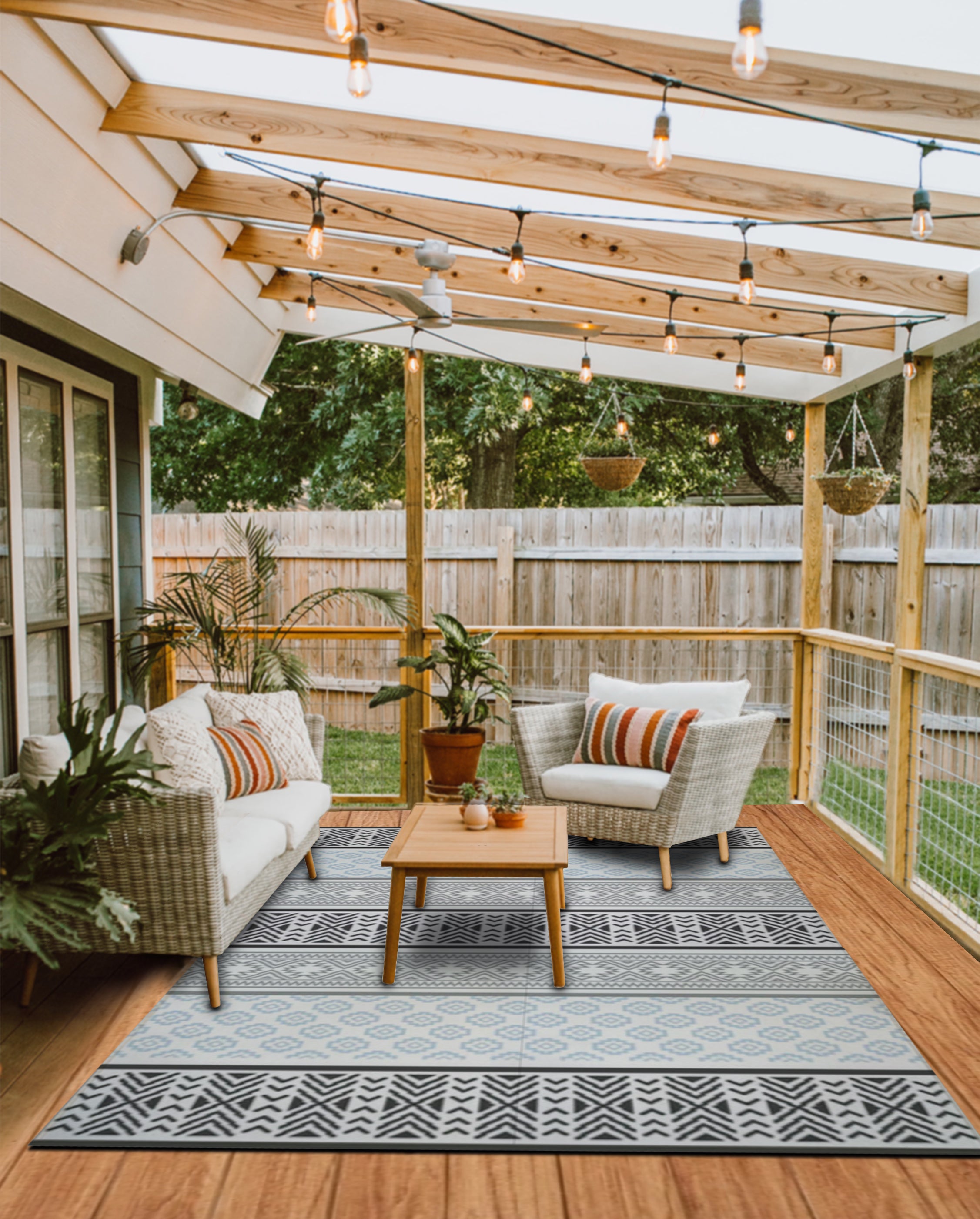 BalajeesUSA Outdoor rugs Plastic straw patio rugs6 by 9 feet. Grey