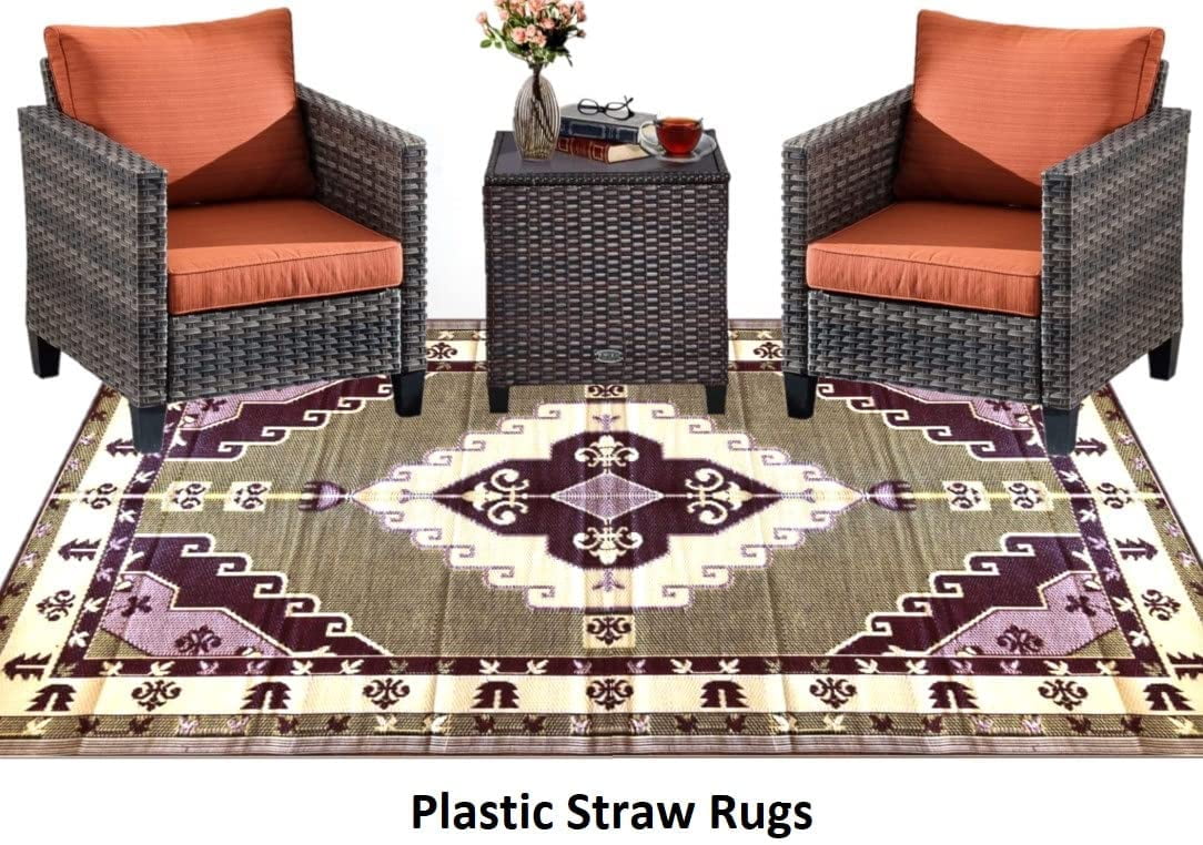 BalajeesUSA Outdoor rugs Plastic straw patio rugs6 by 9 feet Multi