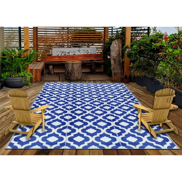 BalajeesUSA Outdoor rugs Plastic straw patio rugs9 by 12 feet. Blue