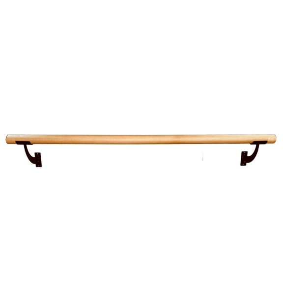 Balanoire Premium Ballet Barre One Solid 6 FT Long Bar Fixed Height 2.0 Diameter + Open Brackets Wall Mounted Black Set | For Kids/Adults, Home/Studio Ballet Bar, Stretch Bar for Dancing/Stretching