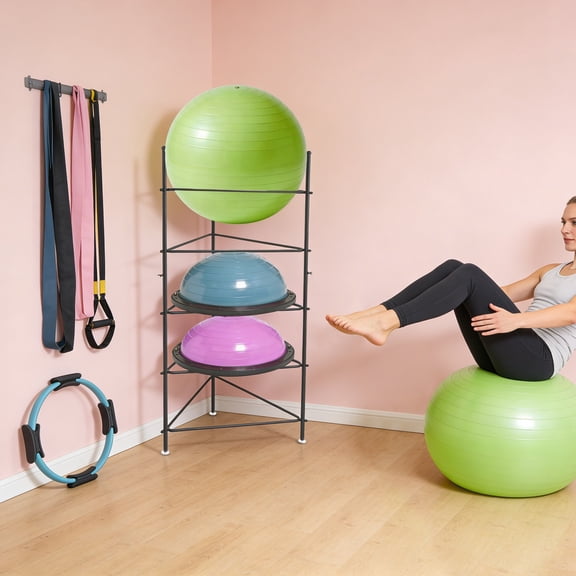 Balance Ball Storage Rack,Exercise Balls Holder for Half Ball & Yoga Ball,5-Tier For Homes, Gyms, Stadiums, Training Centers