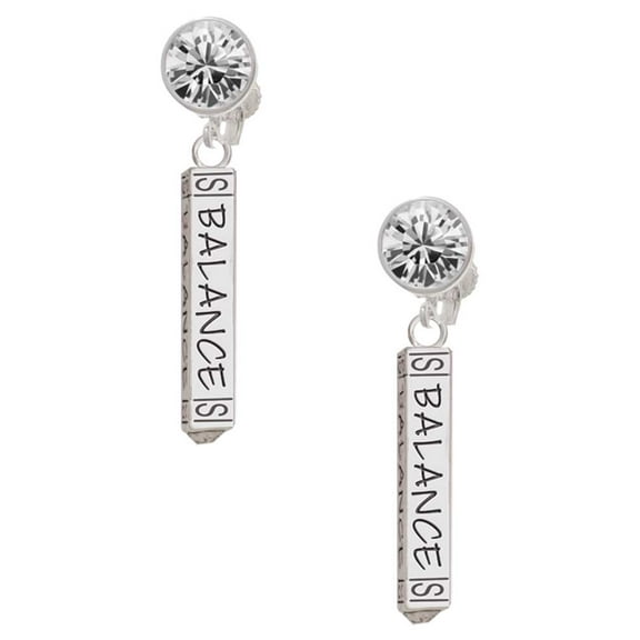 Balance Bar Clear Crystal Clip On Earrings