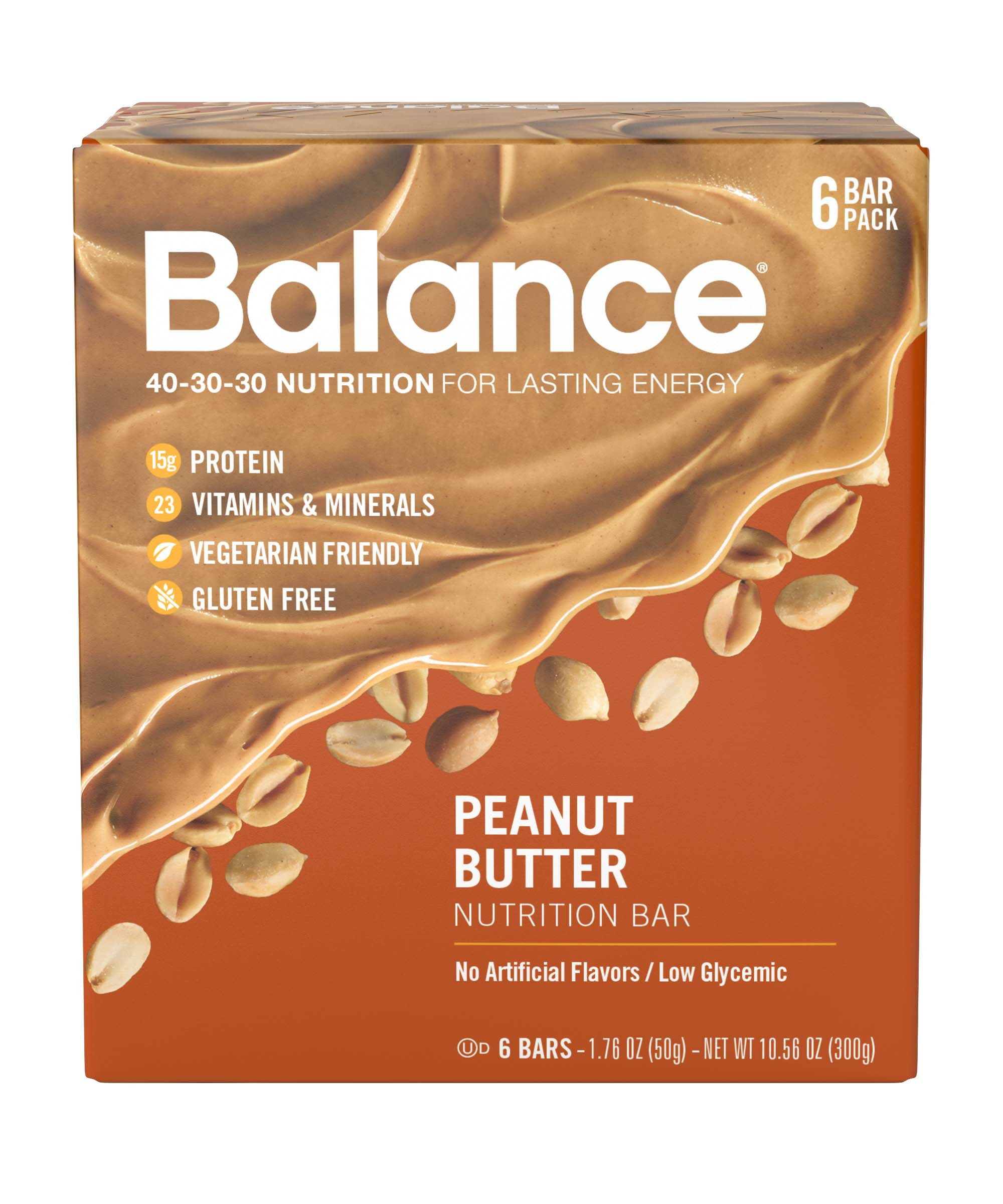 Balance Bar® Peanut Butter, 1.76 Ounce Bars, 6 Count, Peanut Butter