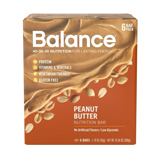 Balance Bar® Peanut Butter, 1.76 Ounce Bars, 6 Count, Peanut Butter