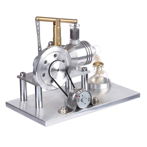 Balance Beam Stirling Engine Model with LED, Metal External Combustion Heat Engine for Science Experiments and Mechanical Display
