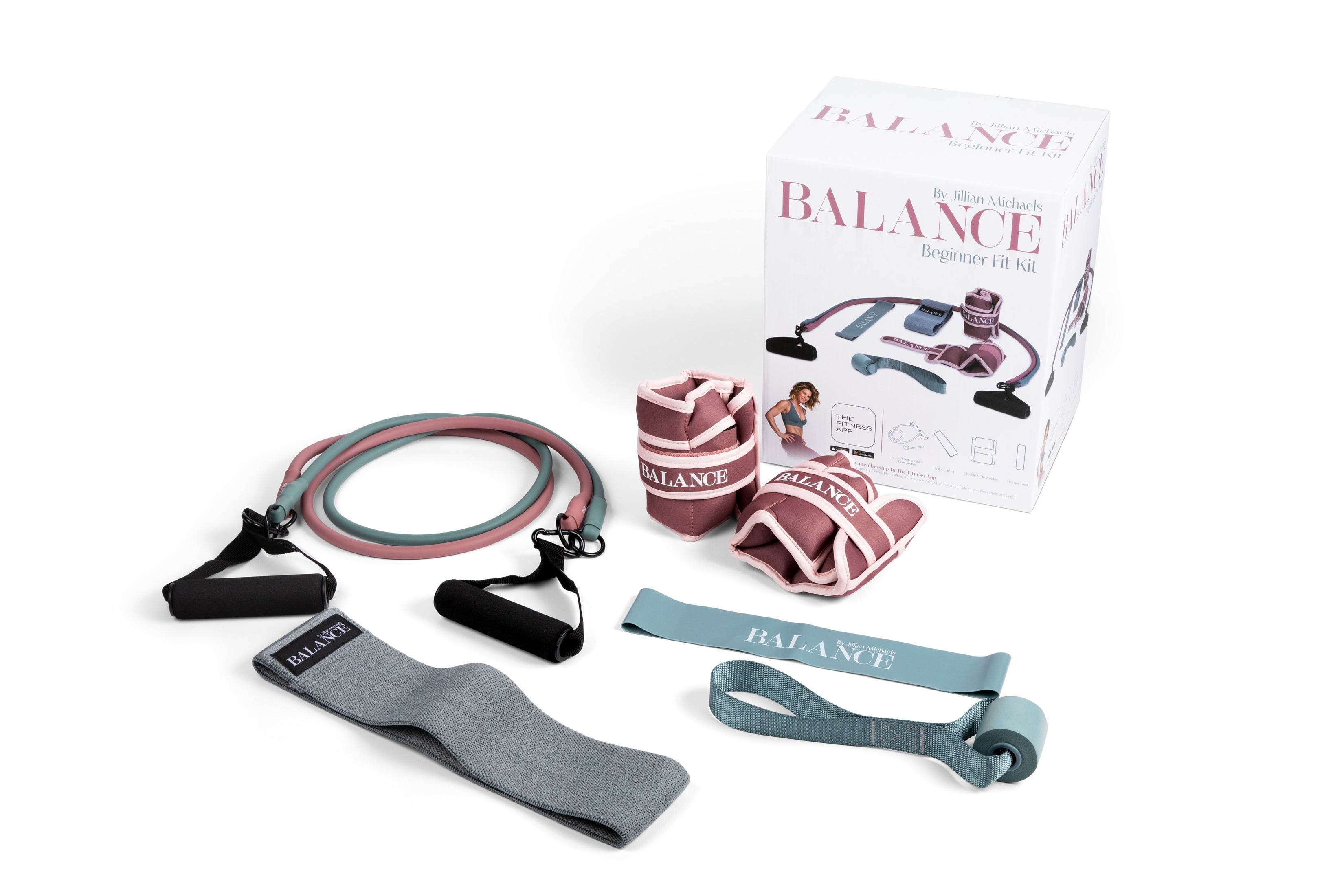 Balance by Jillian Michaels Beginner Fit Kit Toning Tube Bands 4lb Ankle Wrist Weights Extended App Access Walmart
