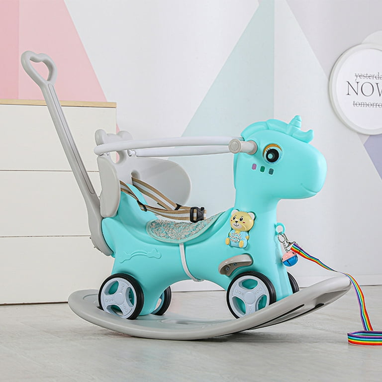 Balance Bike for Toddlers with Push Handle Backrest and Balance Board Rocking Horse Unicorn Kids Walmart