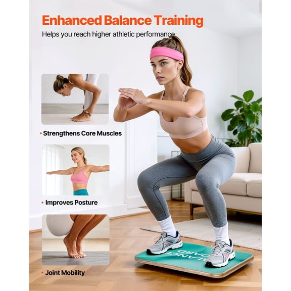Balance Board, 360 Rotating Wobble Board Trainer for Adults 3-Level Adjustable, Wooden Balance Training Equipment, Slip-Resistant Surface for Core Workout, Standing Desk Exercise, Home Gym