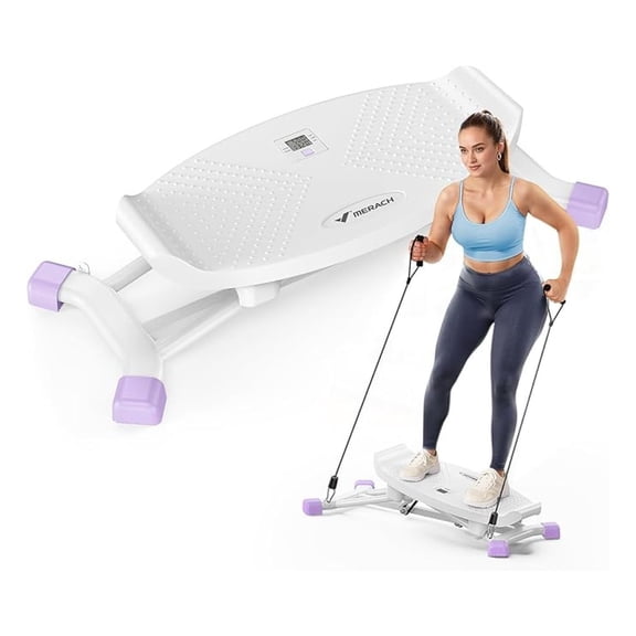 Balance Board for Adults - Rocking Stepper with Resistance Bands & LCD Monitor - 300lbs Capacity - Ski Balance Trainer for Home Gym & Full Body Cardio Workout