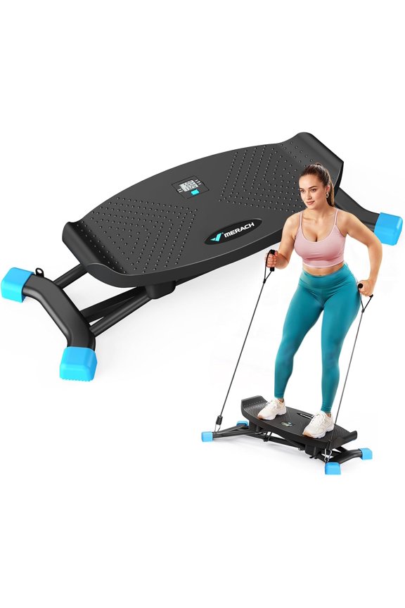 Balance Board for Adults, Rocking Stepper with Resistance Bands, Portable Wobble Board Featuring LCD Monitor, 300 lbs Capacity Ski Balance Trainer for Full Body Workout at Home Gym