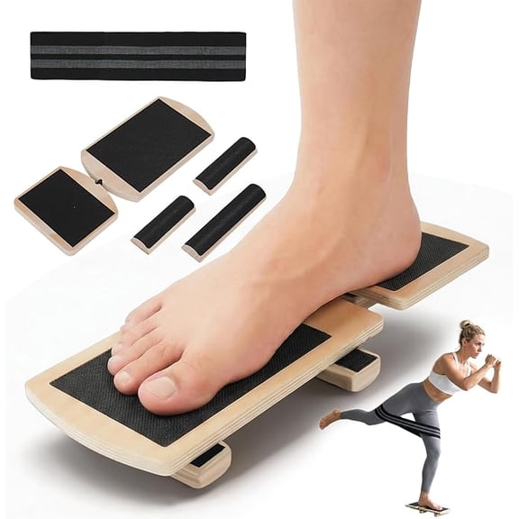 Balance Board Ankle Balance Trainer(with Resistance Band), Slant Board for Calf Stretching&Ankle Strengthener, Multi-Function Axis Board for Stability, Physical Therapy, Injury Recovery&Home Fitness