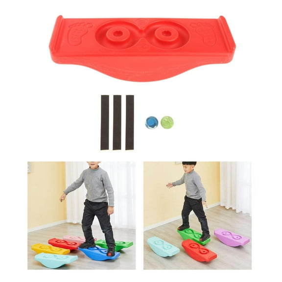 Balance Board Kids Rocker Board Toy with Strips - Red
