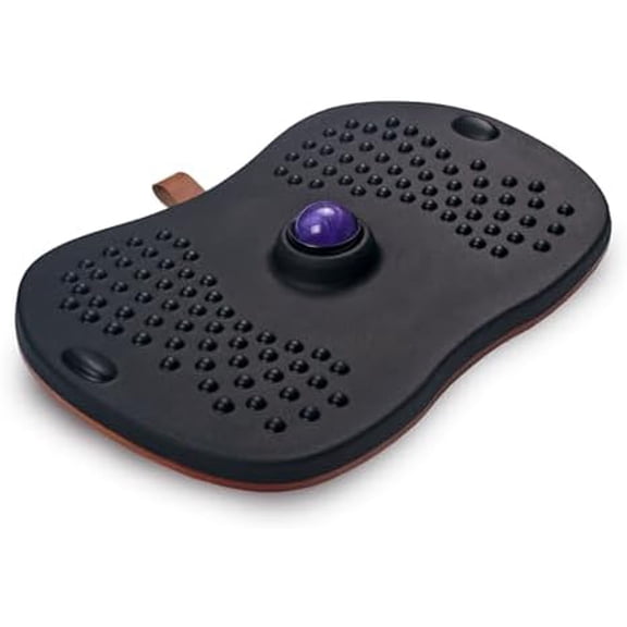 Balance Board with Massage Ball for Standing Desk, Anti-Slip Ergonomic Balance Partner, Wooden Core with PU Surface, Muscle Relaxation & Fatigue Relief, Supports up to 300 lbs, Black