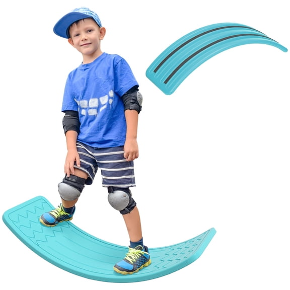 Balance Board, PE Wobble Board with Anti-Slip Strips, Blue, 32.7 x 10.8 x 4.7 in