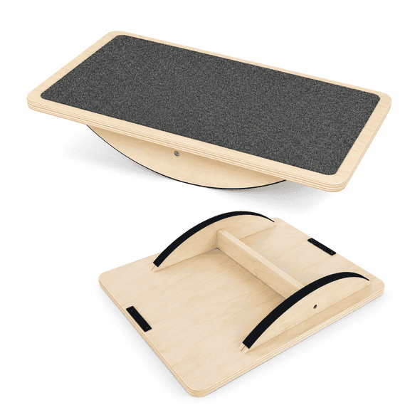 Balance Board Professional Wobble Board, Wooden Rocker Board with Non-Slip Surface, Supports 350LBS for Core Training & Physical Therapy Use