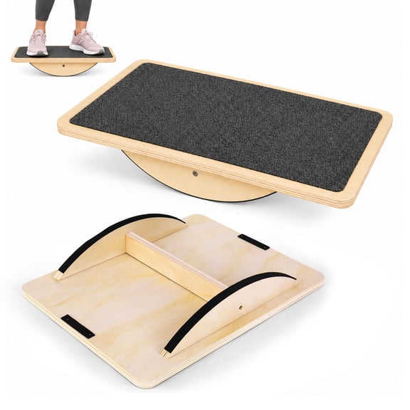 Balance Board Professional Wobble Board, Wooden Rocker Board with Non-Slip Surface, Supports 350LBS for Core Training & Physical Therapy Use