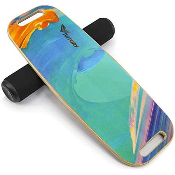 Balance Board Trainer with Handle, Roller Board with Adjustable Stoppers  3 Different Distance Options 4, 13 and 22 inches, for Hockey, Surfing, Snowboarding, Skateboarding and Skiing