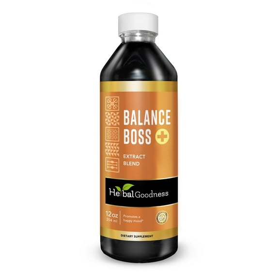 Balance Boss - Mood Booster, Anxiety and Stress Relief Supplements, St. Johns Wort - 12fl. oz - Herbal Goodness