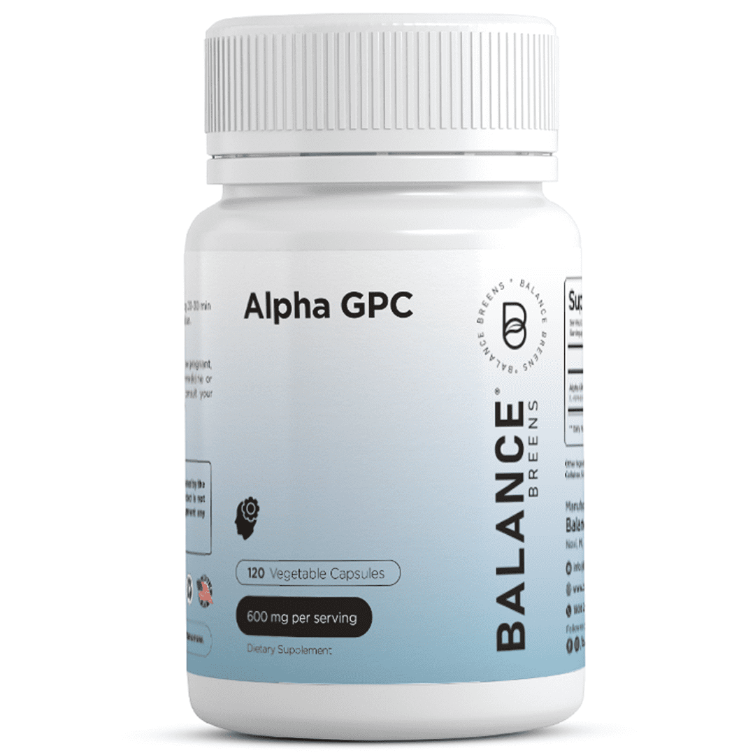 Balance Breens Alpha GPC Supplement 600mg - 120 Vegan Capsules