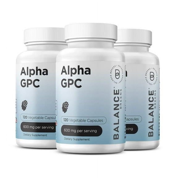 Alpha GPC Choline Supplement 600mg 120 Vegetable Capsules - Advanced Memory Formula, Nootropics Brain Support Supplement - Non-GMO and Gluten Free Pills by Balance Breens