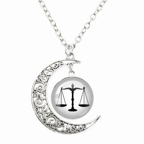 Balance Dome Glass Pendant Moon Necklace