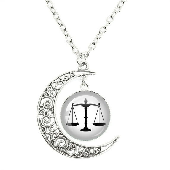 Balance Dome Glass Pendant Moon Necklace