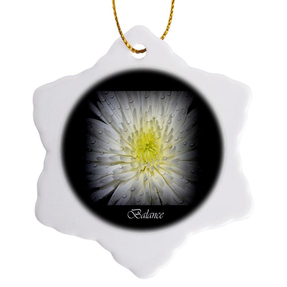 3drose, Balance Inspirational Quote, 3 inch Snowflake Porcelain Ornament
