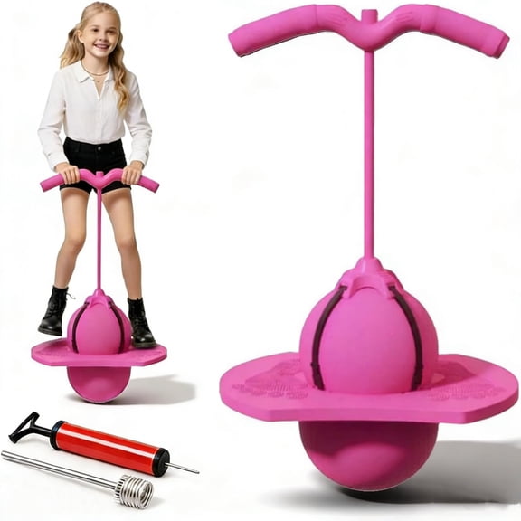 Balance Jumping Ball Crazy Bouncing Ball with Handle and Pump for Adults, for Indoor Outdoor Fu