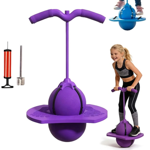 Balance Jumping Ball with Handle & Ball Pump, 2026 Upgraded Non-Slip Balance Jumping Balls for Kids & Adults, Indoor Outdoor Fitness Balances Coordination Exercise