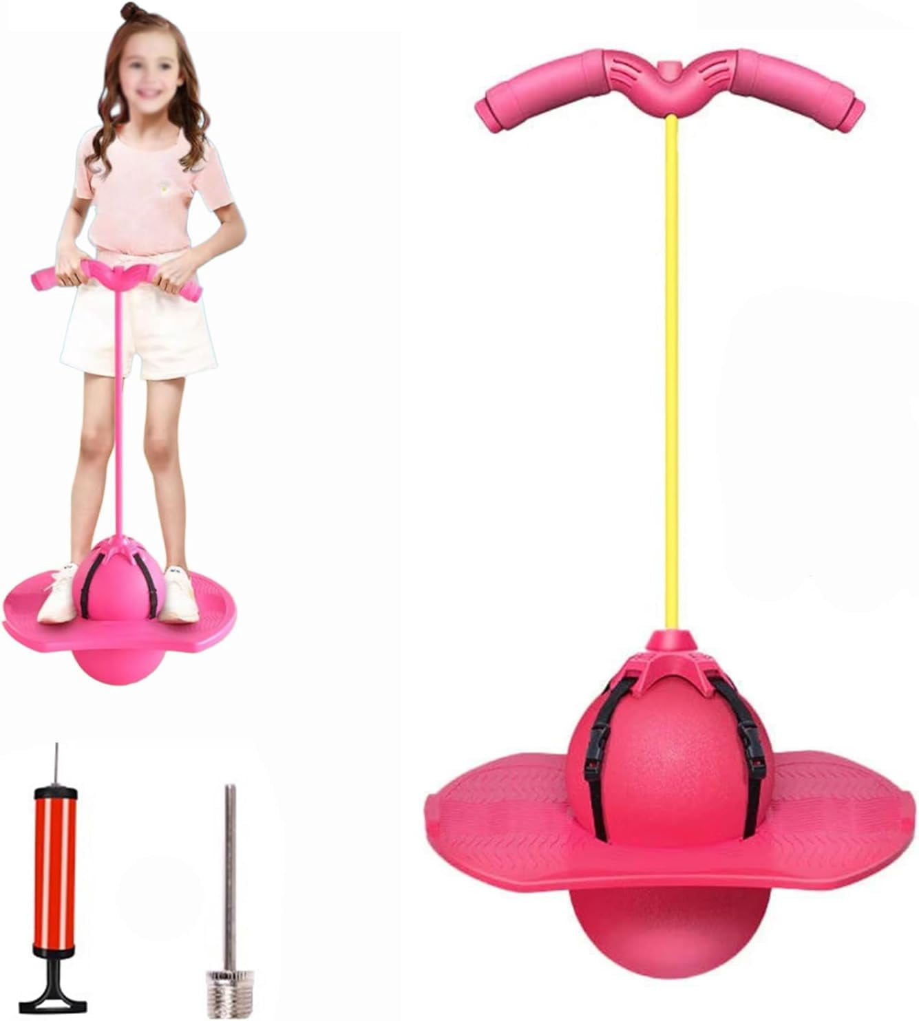 Balance Jumping Ball, Jump Balance Ball with Durable Handle and Pump, Supports Core Strength and Coordination, Fun Exercise for Kids and Adults at Home, Parks