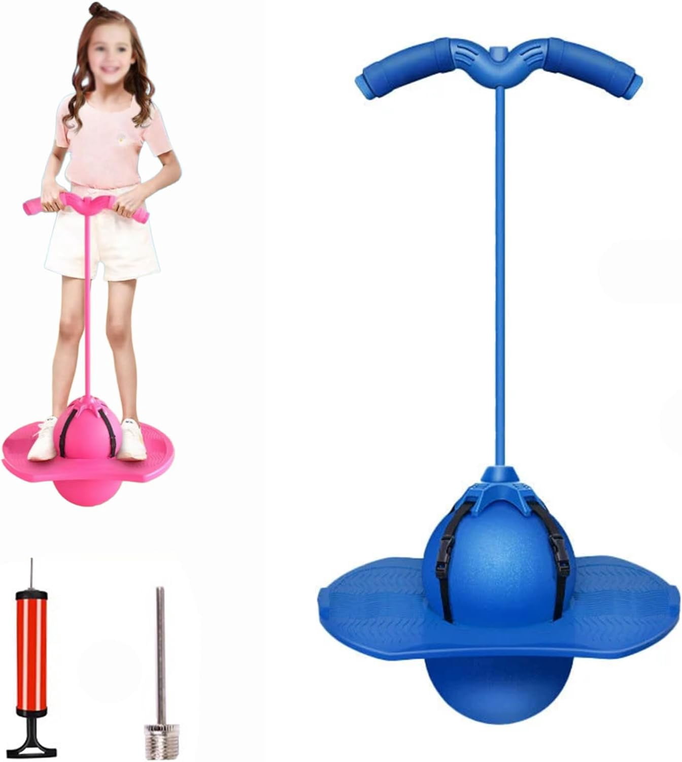 Balance Jumping Ball, Jump Balance Ball with Durable Handle and Pump, Supports Core Strength and Coordination, Fun Exercise for Kids and Adults at Home, Parks