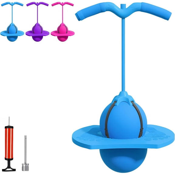 Balance Jumping Ball, Pogo Jumper with Handle and Ball Pump, 2026 Balance Pogo Ball, Pogo Bouncing Ball for Adults, for Indoor Outdoor Fun (Blue)