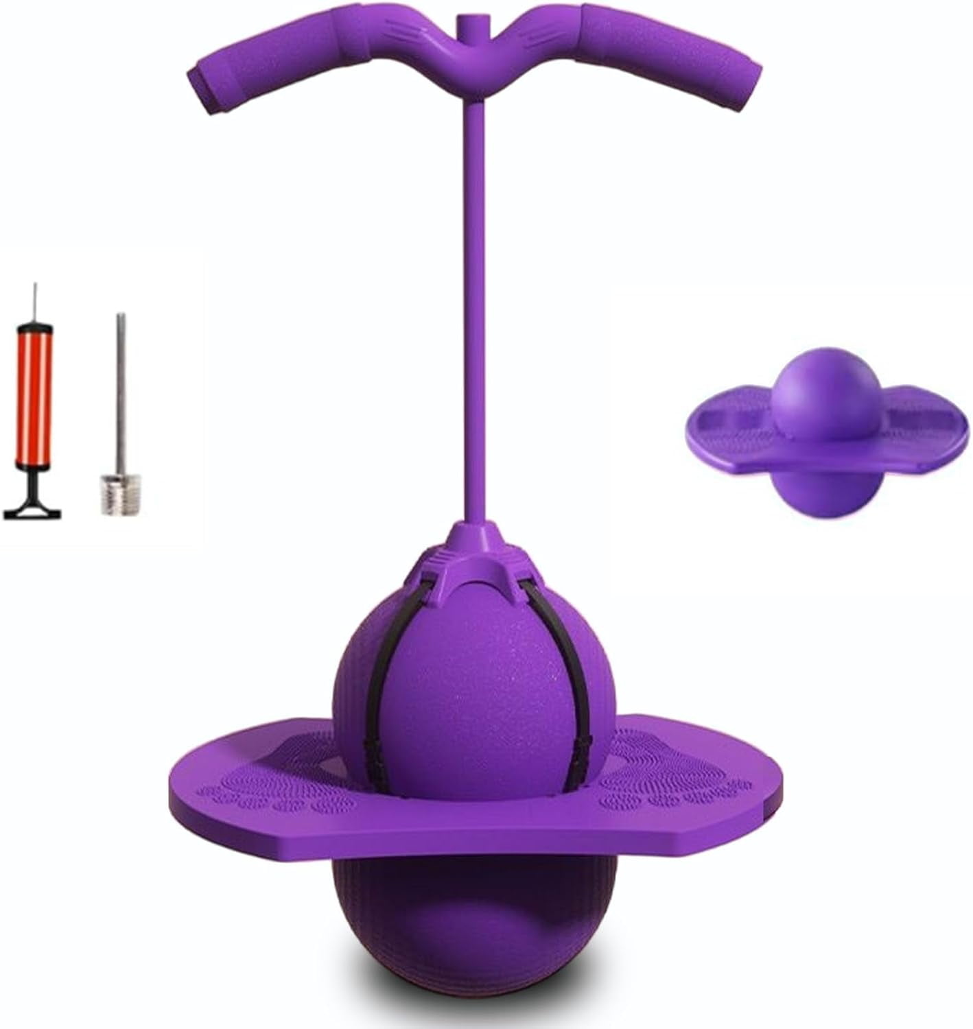 Balance Jumping Ball with Handle & Pump, Pogo Jump Ball Balance Board for Kids Adults, Anti-Slip Deck for Indoor Outdoor Fun & Fitness