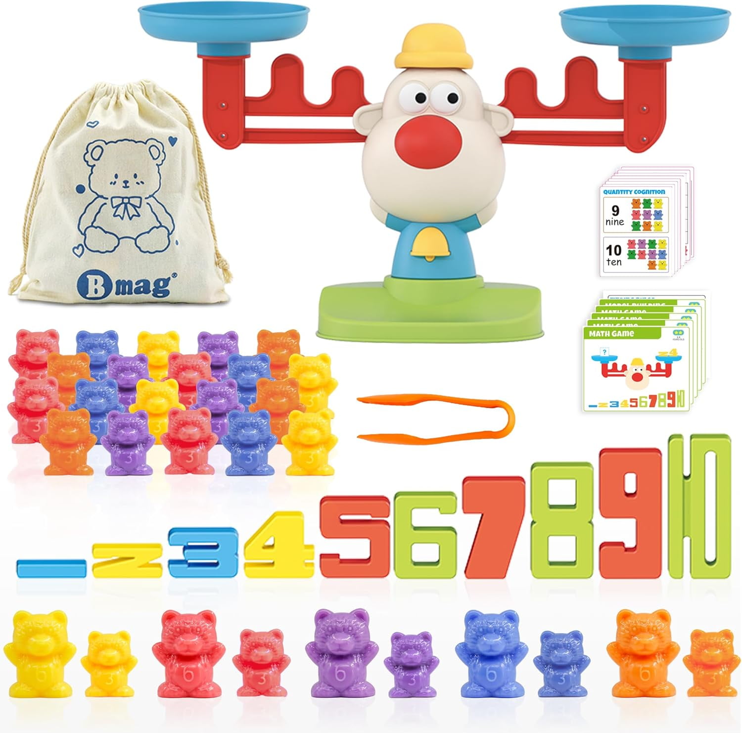 Balance Math Toys, 3 in 1 Counting Stacking and Balancing Math Learning ...