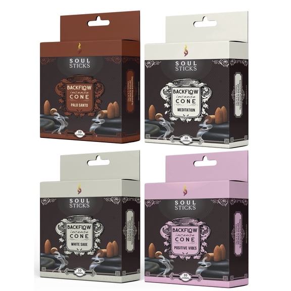 Balance Mix Backflow Incense Cones by Soul Sticks | Craft Back Flow Incense Cones Pack of 4 Scents Fits all Backflow Incense Burners